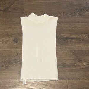 Vintage Ribbed White Ivory Dicky Turtleneck, One Size